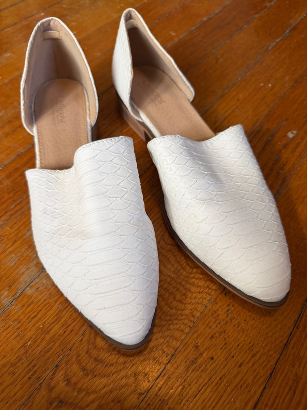 Catherines White Textured D'Orsay Pointed-Toe Flats